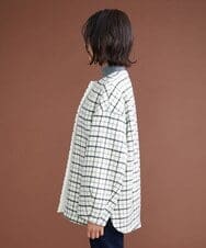 F6UAS35720 MICHEL KLEIN(小さいサイズ)(メゾン ドゥ サンク) [小さいサイズ]ウィンドペンチェックノーカラーコート（オリジナル素材） アイボリー(80)