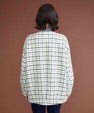 F6UAS35720 MICHEL KLEIN(小さいサイズ)(メゾン ドゥ サンク) [小さいサイズ]ウィンドペンチェックノーカラーコート（オリジナル素材） アイボリー(80)