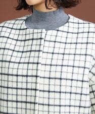 F6UAS35720 MICHEL KLEIN(小さいサイズ)(メゾン ドゥ サンク) [小さいサイズ]ウィンドペンチェックノーカラーコート（オリジナル素材） アイボリー(80)