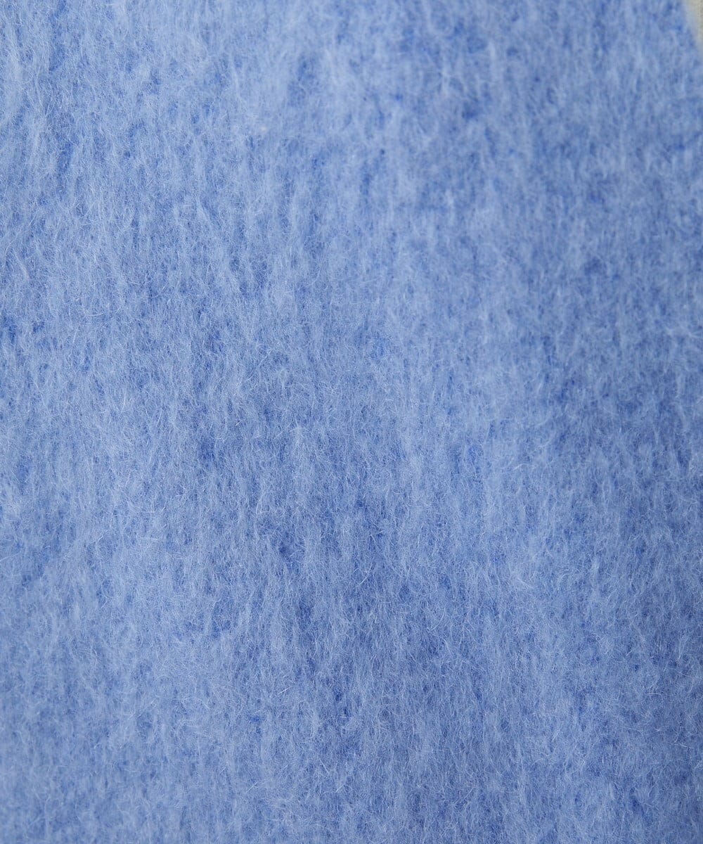 F6UAV43390 MICHEL KLEIN(小さいサイズ)(メゾン ドゥ サンク) [小さいサイズ]モヘアシャギーノーカラーコート ブルー(55)