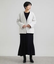 F6UAV43390 MICHEL KLEIN(小さいサイズ)(メゾン ドゥ サンク) [小さいサイズ]モヘアシャギーノーカラーコート ブルー(55)