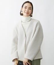 F6UAV43390 MICHEL KLEIN(小さいサイズ)(メゾン ドゥ サンク) [小さいサイズ]モヘアシャギーノーカラーコート ブルー(55)