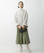 F6UAV43390 MICHEL KLEIN(小さいサイズ)(メゾン ドゥ サンク) [小さいサイズ]モヘアシャギーノーカラーコート ブルー(55)