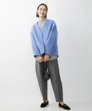F6UAV43390 MICHEL KLEIN(小さいサイズ)(メゾン ドゥ サンク) [小さいサイズ]モヘアシャギーノーカラーコート ブルー(55)