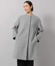 F6UBG53610 MICHEL KLEIN(小さいサイズ)(メゾン ドゥ サンク) [小さいサイズ][マフラー付き]ノーカラーコクーンコート ラベンダー