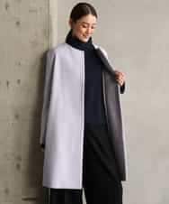F6UBG53610 MICHEL KLEIN(小さいサイズ)(メゾン ドゥ サンク) [小さいサイズ][マフラー付き]ノーカラーコクーンコート ラベンダー