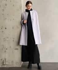 F6UBG53610 MICHEL KLEIN(小さいサイズ)(メゾン ドゥ サンク) [小さいサイズ][マフラー付き]ノーカラーコクーンコート ラベンダー