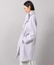 F6UBG53610 MICHEL KLEIN(小さいサイズ)(メゾン ドゥ サンク) [小さいサイズ][マフラー付き]ノーカラーコクーンコート ラベンダー