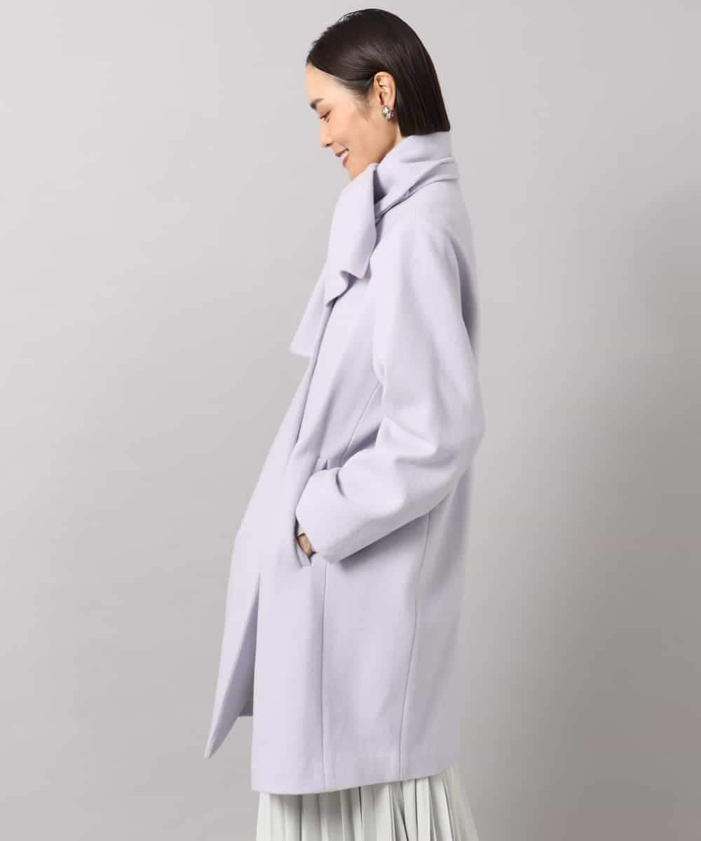 F6UBG53610 MICHEL KLEIN(小さいサイズ)(メゾン ドゥ サンク) [小さいサイズ][マフラー付き]ノーカラーコクーンコート ラベンダー