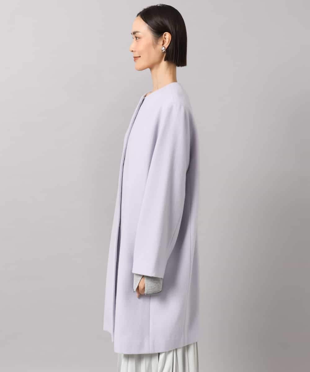 F6UBG53610 MICHEL KLEIN(小さいサイズ)(メゾン ドゥ サンク) [小さいサイズ][マフラー付き]ノーカラーコクーンコート ラベンダー