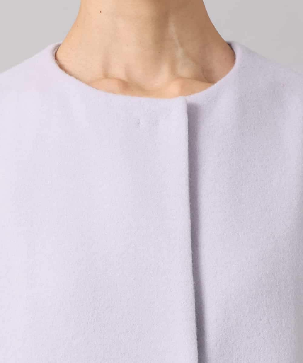 F6UBG53610 MICHEL KLEIN(小さいサイズ)(メゾン ドゥ サンク) [小さいサイズ][マフラー付き]ノーカラーコクーンコート ラベンダー