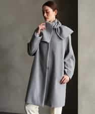 F6UBG53610 MICHEL KLEIN(小さいサイズ)(メゾン ドゥ サンク) [小さいサイズ][マフラー付き]ノーカラーコクーンコート グレー