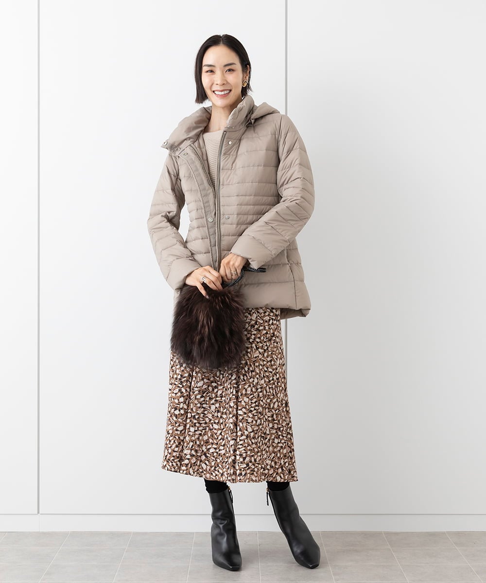 F6VAA40570 MICHEL KLEIN(小さいサイズ)(メゾン ドゥ サンク) [小さいサイズ]2WAYストレッチダウンジャケット(定番人気) モカ