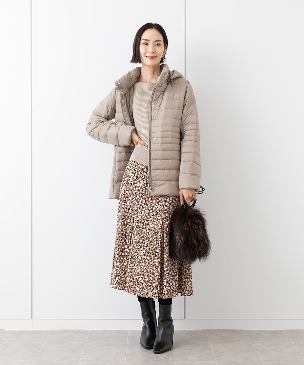 F6VAA40570 MICHEL KLEIN(小さいサイズ)(メゾン ドゥ サンク) [小さいサイズ]2WAYストレッチダウンジャケット(定番人気) モカ