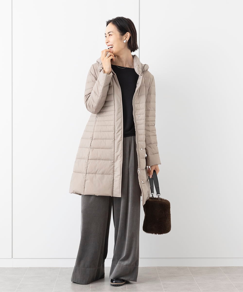 F6VAA41610 MICHEL KLEIN(小さいサイズ)(メゾン ドゥ サンク) [小さいサイズ]2WAYストレッチダウンミドルコート(定番人気) モカ
