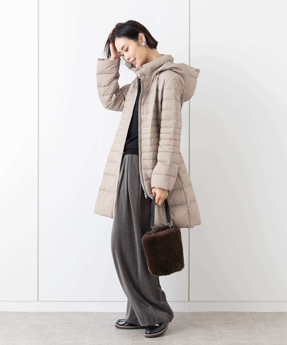 F6VAA41610 MICHEL KLEIN(小さいサイズ)(メゾン ドゥ サンク) [小さいサイズ]2WAYストレッチダウンミドルコート(定番人気) モカ