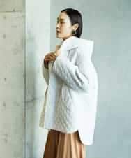 F6VAD05480 MICHEL KLEIN(小さいサイズ)(メゾン ドゥ サンク) [小さいサイズ]オーバーサイズフードキルティングコート オフホワイト