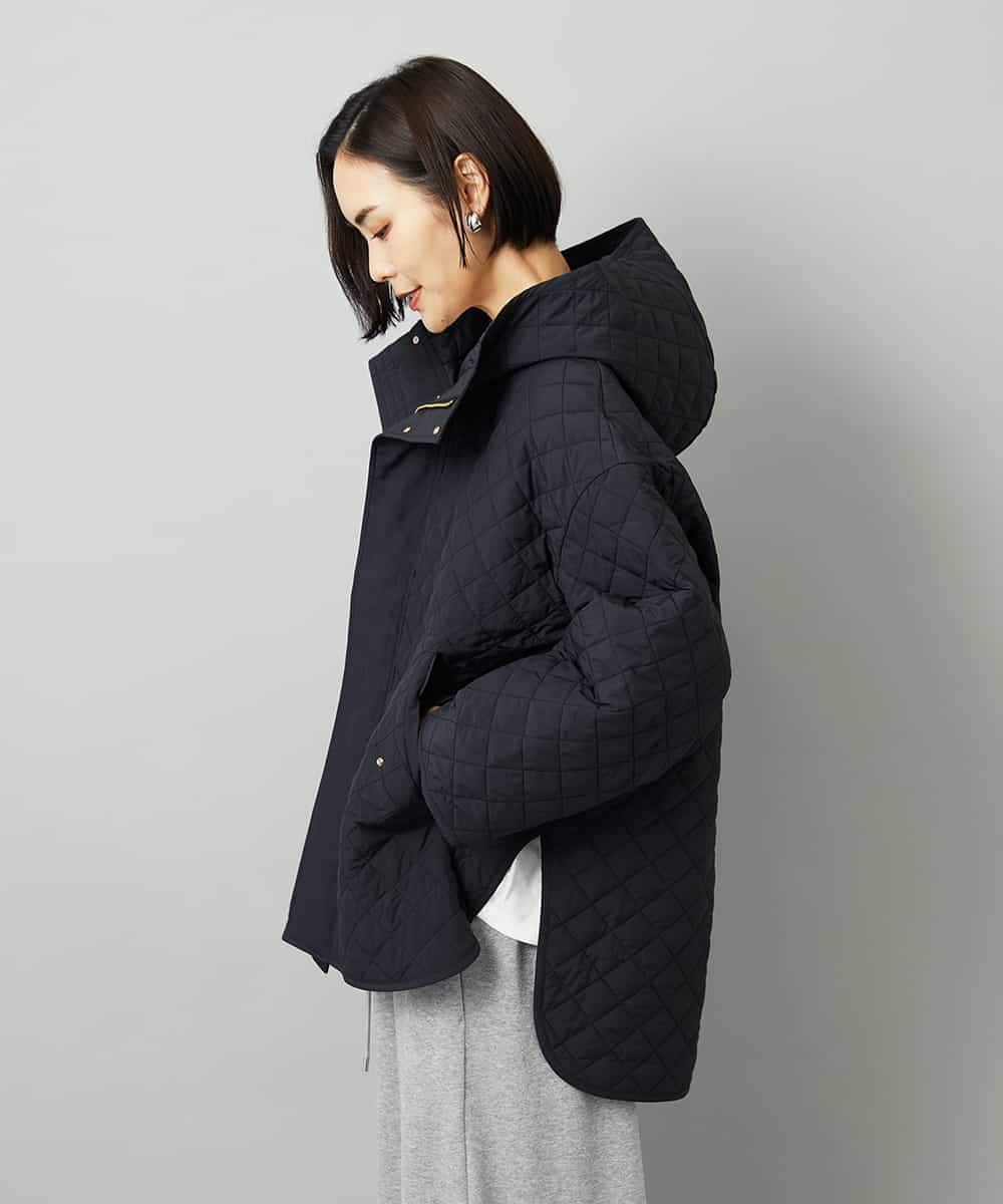 F6VAD05480 MICHEL KLEIN(小さいサイズ)(メゾン ドゥ サンク) [小さいサイズ]オーバーサイズフードキルティングコート ブラック