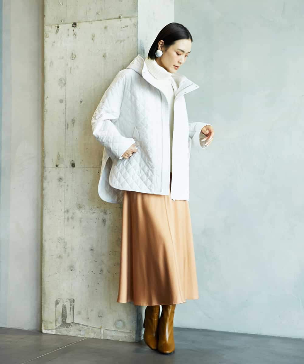 F6VAD05480 MICHEL KLEIN(小さいサイズ)(メゾン ドゥ サンク) [小さいサイズ]オーバーサイズフードキルティングコート ブラック