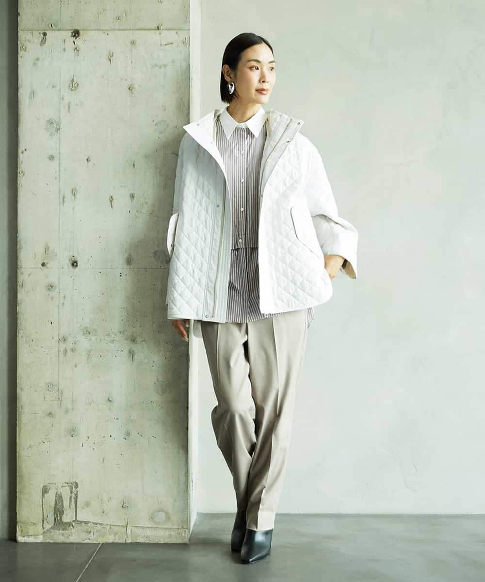 F6VAD05480 MICHEL KLEIN(小さいサイズ)(メゾン ドゥ サンク) [小さいサイズ]オーバーサイズフードキルティングコート ブラック