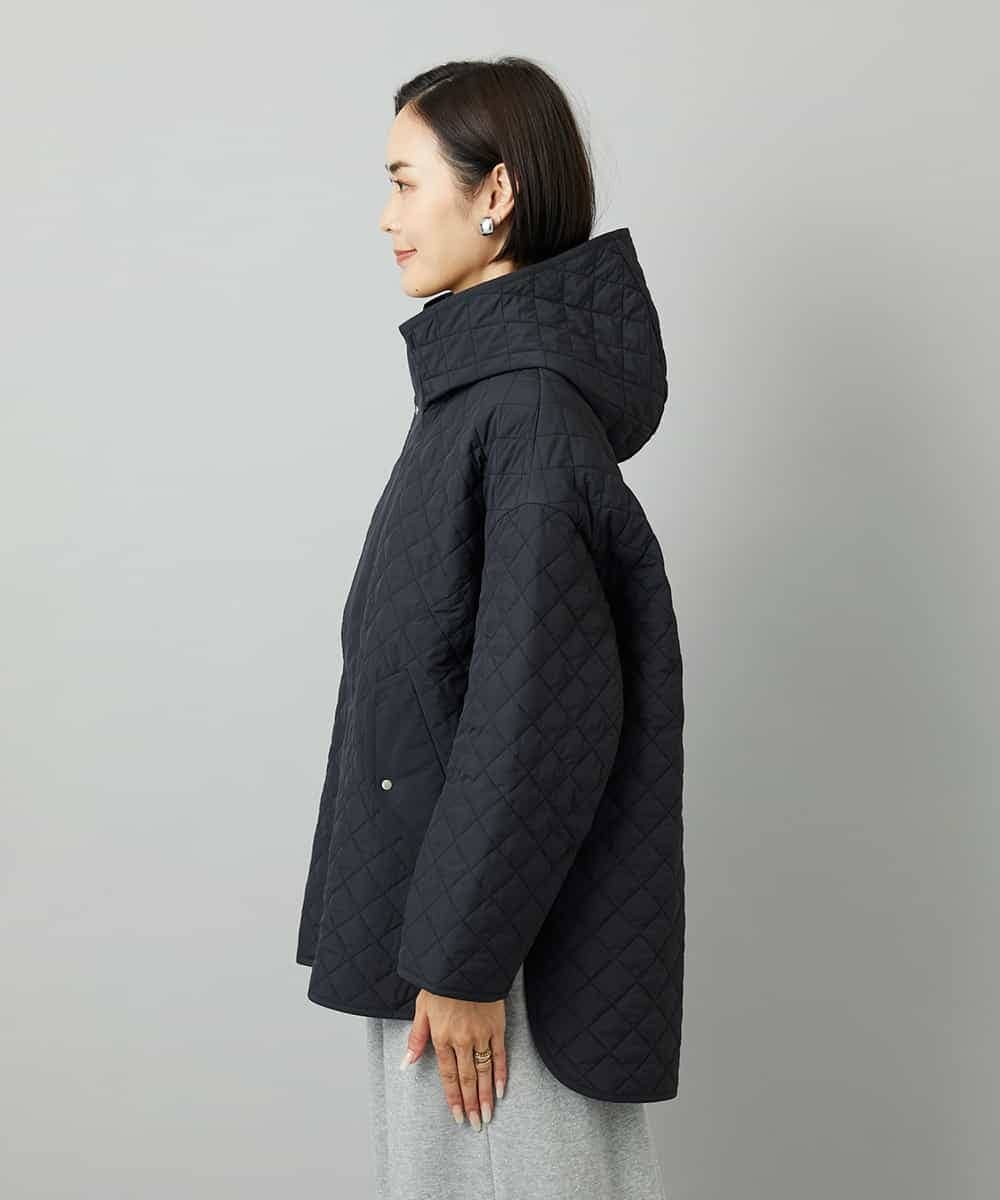 F6VAD05480 MICHEL KLEIN(小さいサイズ)(メゾン ドゥ サンク) [小さいサイズ]オーバーサイズフードキルティングコート ブラック