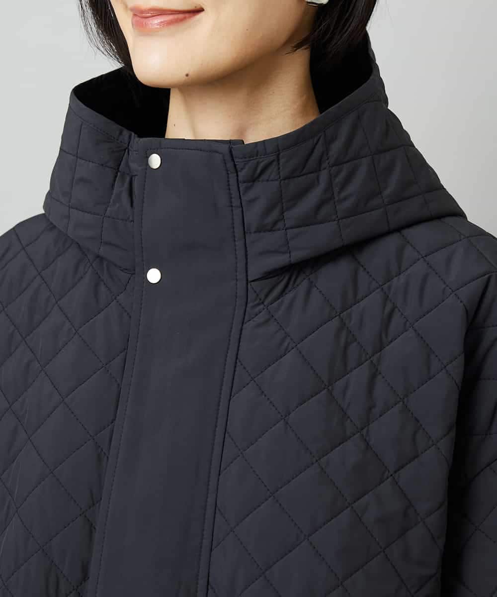 F6VAD05480 MICHEL KLEIN(小さいサイズ)(メゾン ドゥ サンク) [小さいサイズ]オーバーサイズフードキルティングコート ブラック