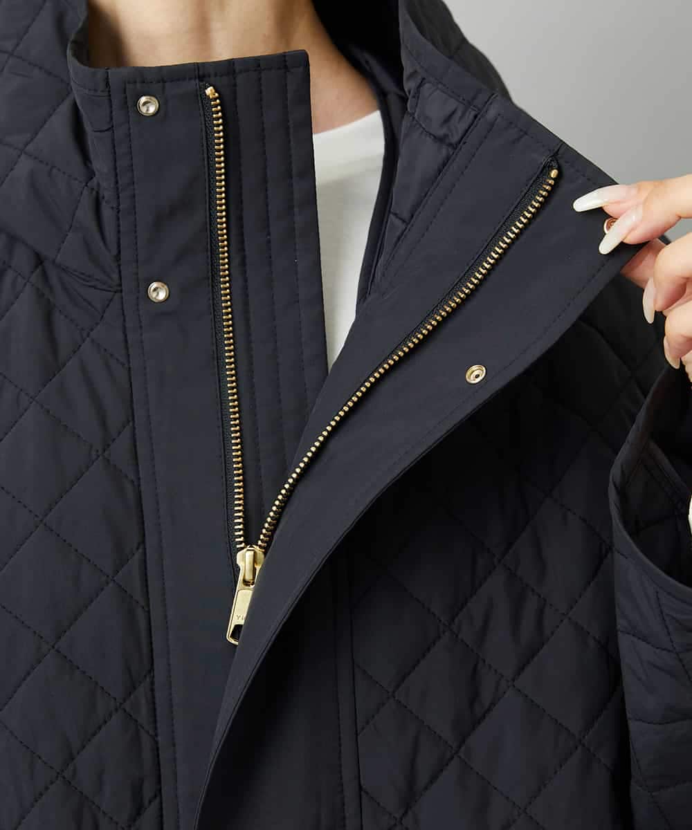 F6VAD05480 MICHEL KLEIN(小さいサイズ)(メゾン ドゥ サンク) [小さいサイズ]オーバーサイズフードキルティングコート ブラック