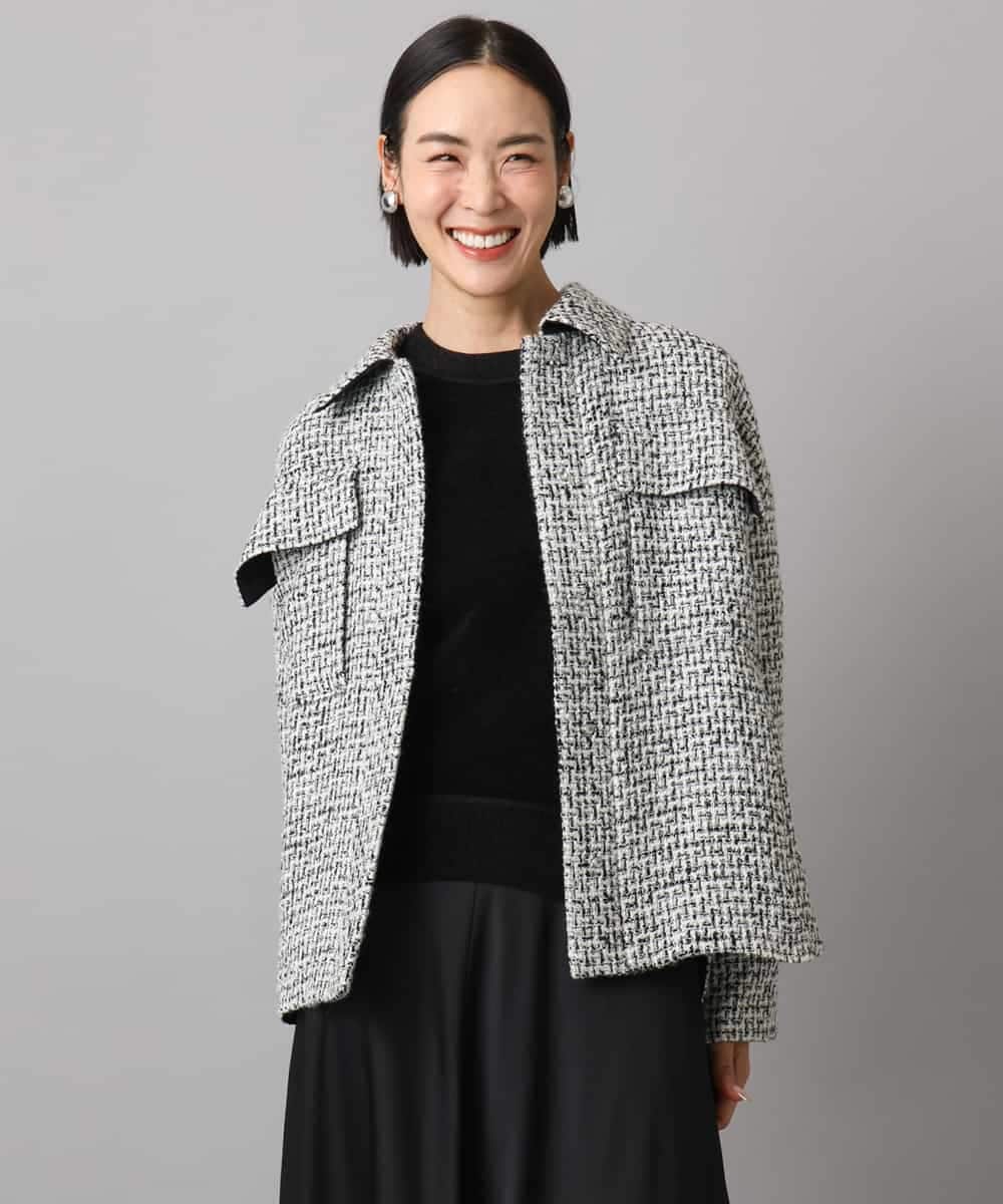 F6VAD51450 MICHEL KLEIN(小さいサイズ)(メゾン ドゥ サンク) [小さいサイズ]ファンシーツイードCPOジャケット グレー