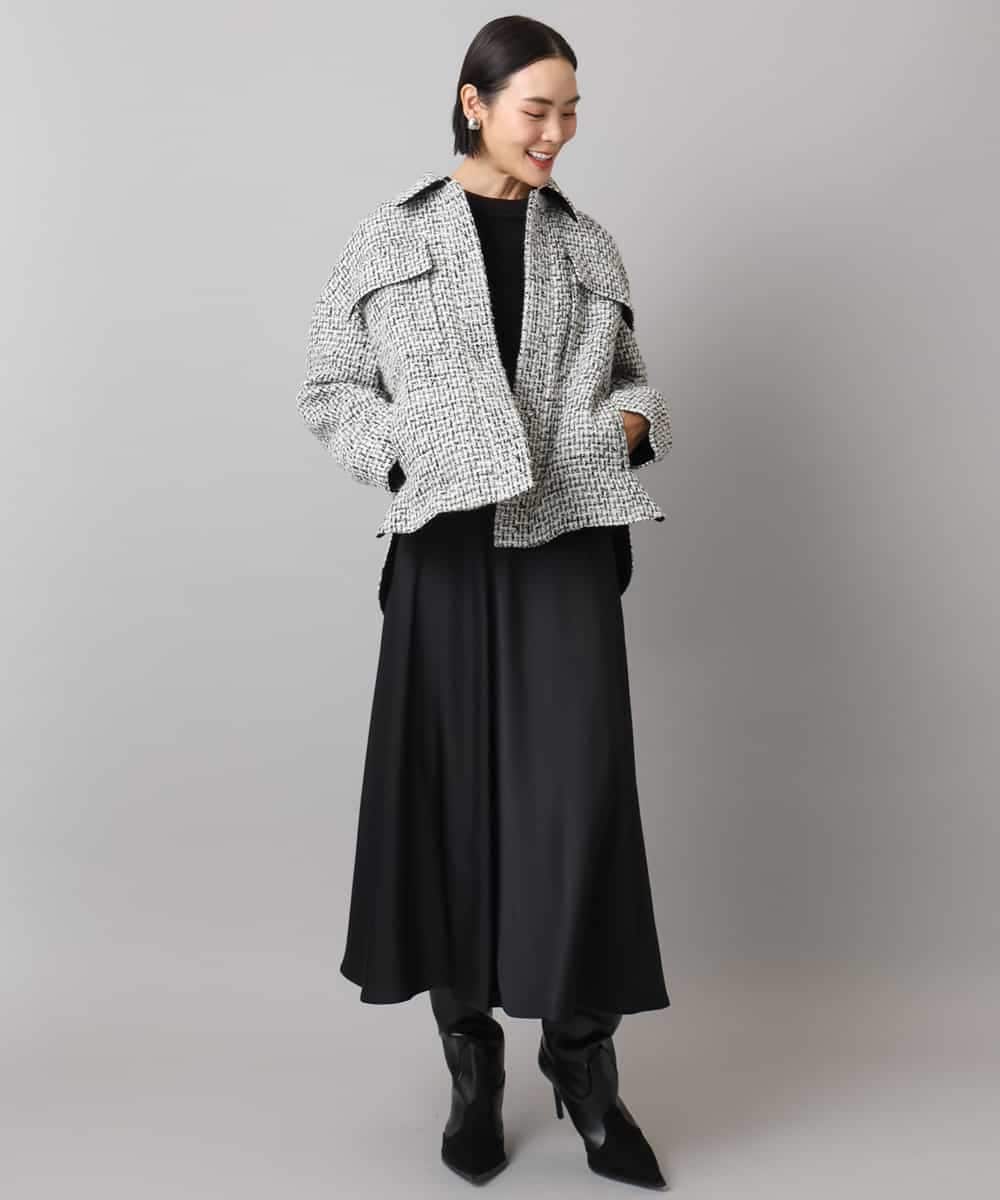 F6VAD51450 MICHEL KLEIN(小さいサイズ)(メゾン ドゥ サンク) [小さいサイズ]ファンシーツイードCPOジャケット グレー