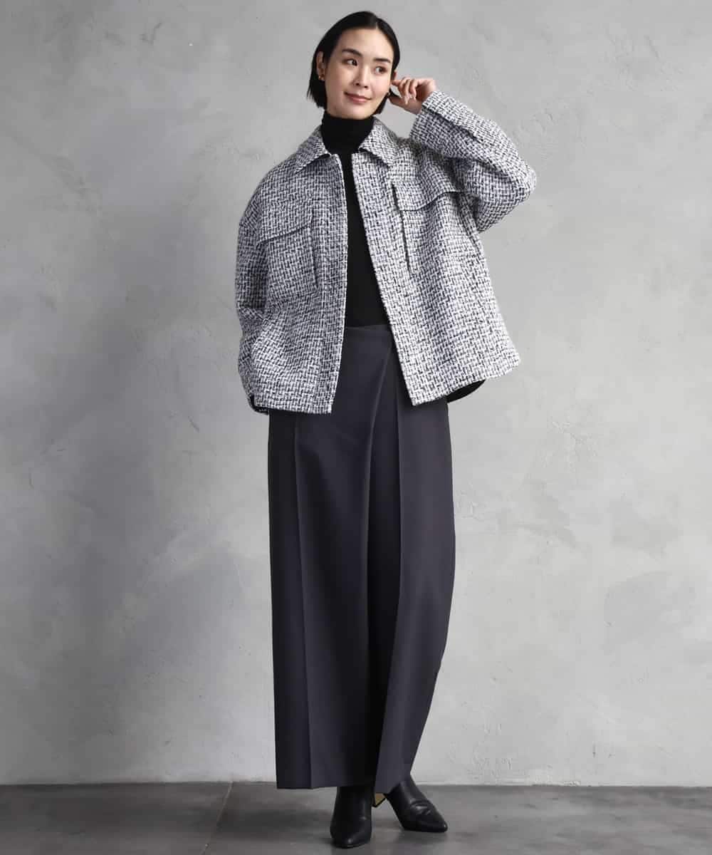 F6VAD51450 MICHEL KLEIN(小さいサイズ)(メゾン ドゥ サンク) [小さいサイズ]ファンシーツイードCPOジャケット グレー