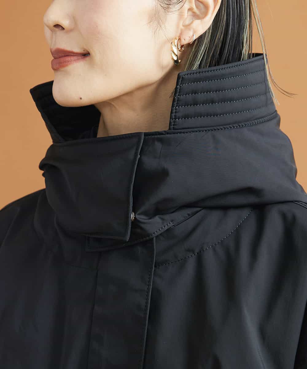 F6VAV10540 MICHEL KLEIN(小さいサイズ)(メゾン ドゥ サンク) [小さいサイズ]ストレッチツイル中綿ショートブルゾン(撥水/2WAY) ブラック(94)