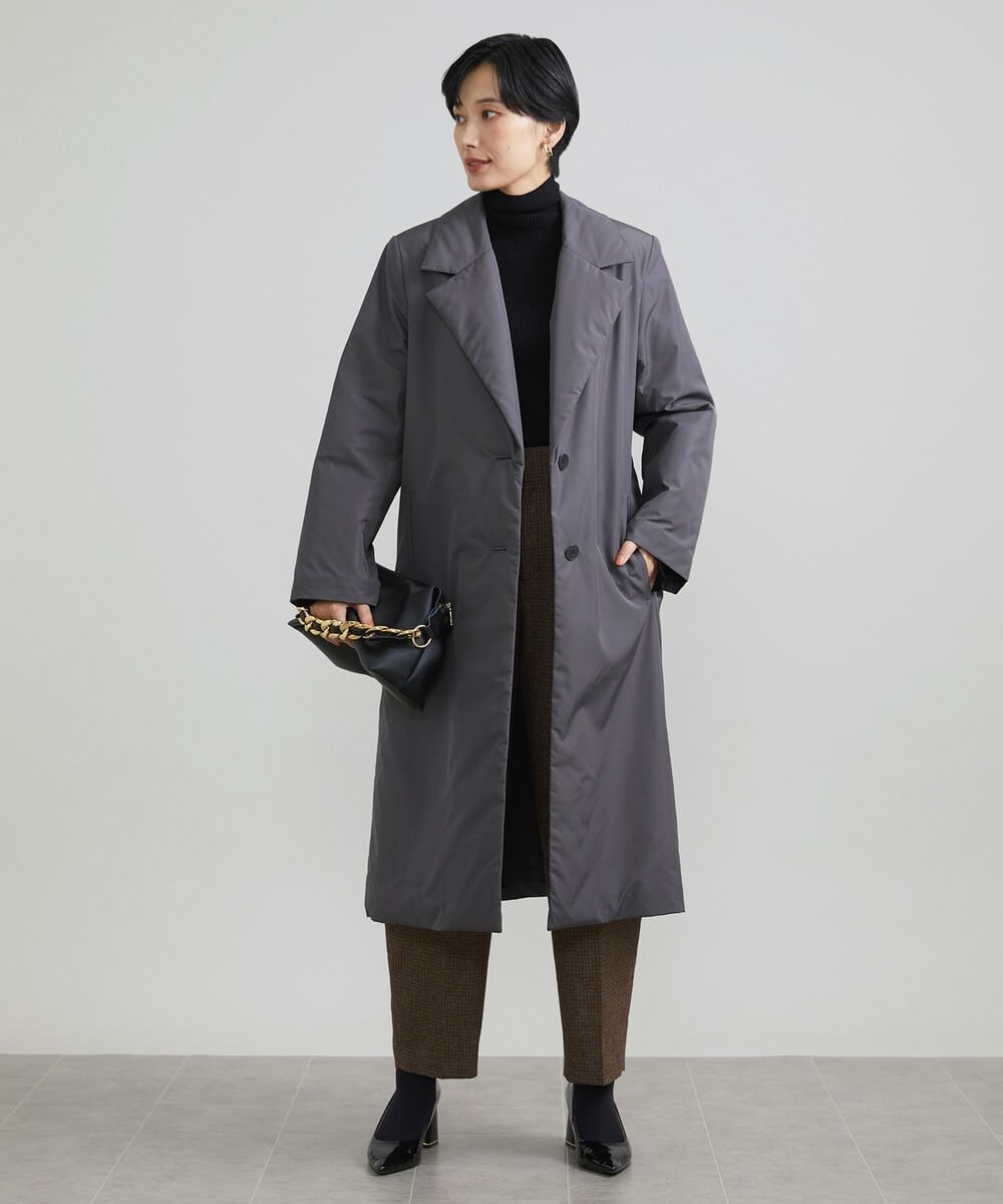 F6VAV46540 MICHEL KLEIN(小さいサイズ)(メゾン ドゥ サンク) [小さいサイズ]中綿裏地チェスターコート/撥水素材 ダークグレー(93)