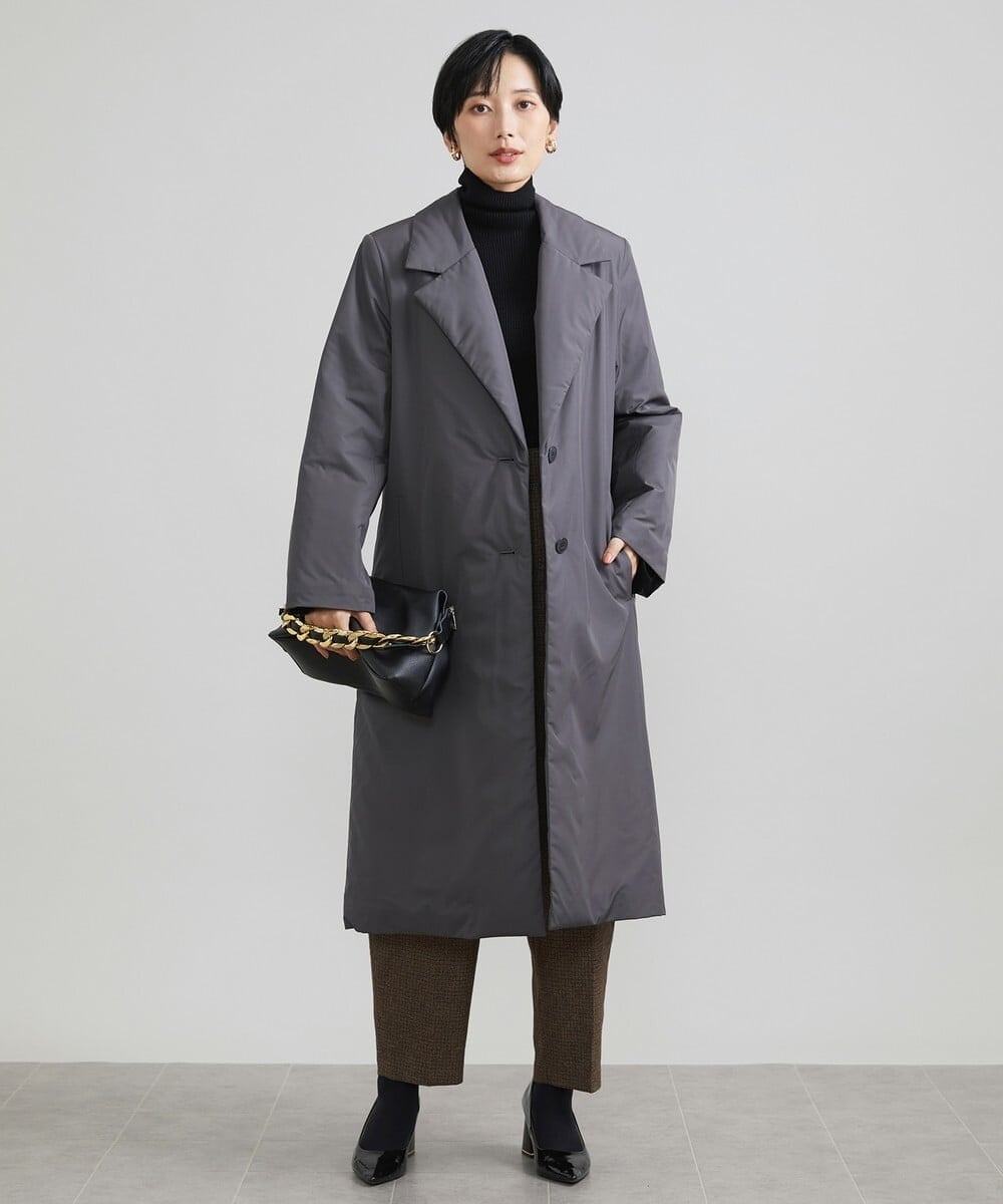 F6VAV46540 MICHEL KLEIN(小さいサイズ)(メゾン ドゥ サンク) [小さいサイズ]中綿裏地チェスターコート/撥水素材 ダークグレー(93)