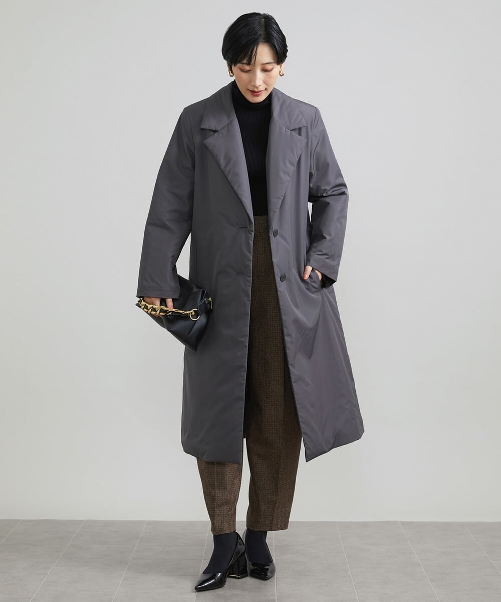 F6VAV46540 MICHEL KLEIN(小さいサイズ)(メゾン ドゥ サンク) [小さいサイズ]中綿裏地チェスターコート/撥水素材 ダークグレー(93)