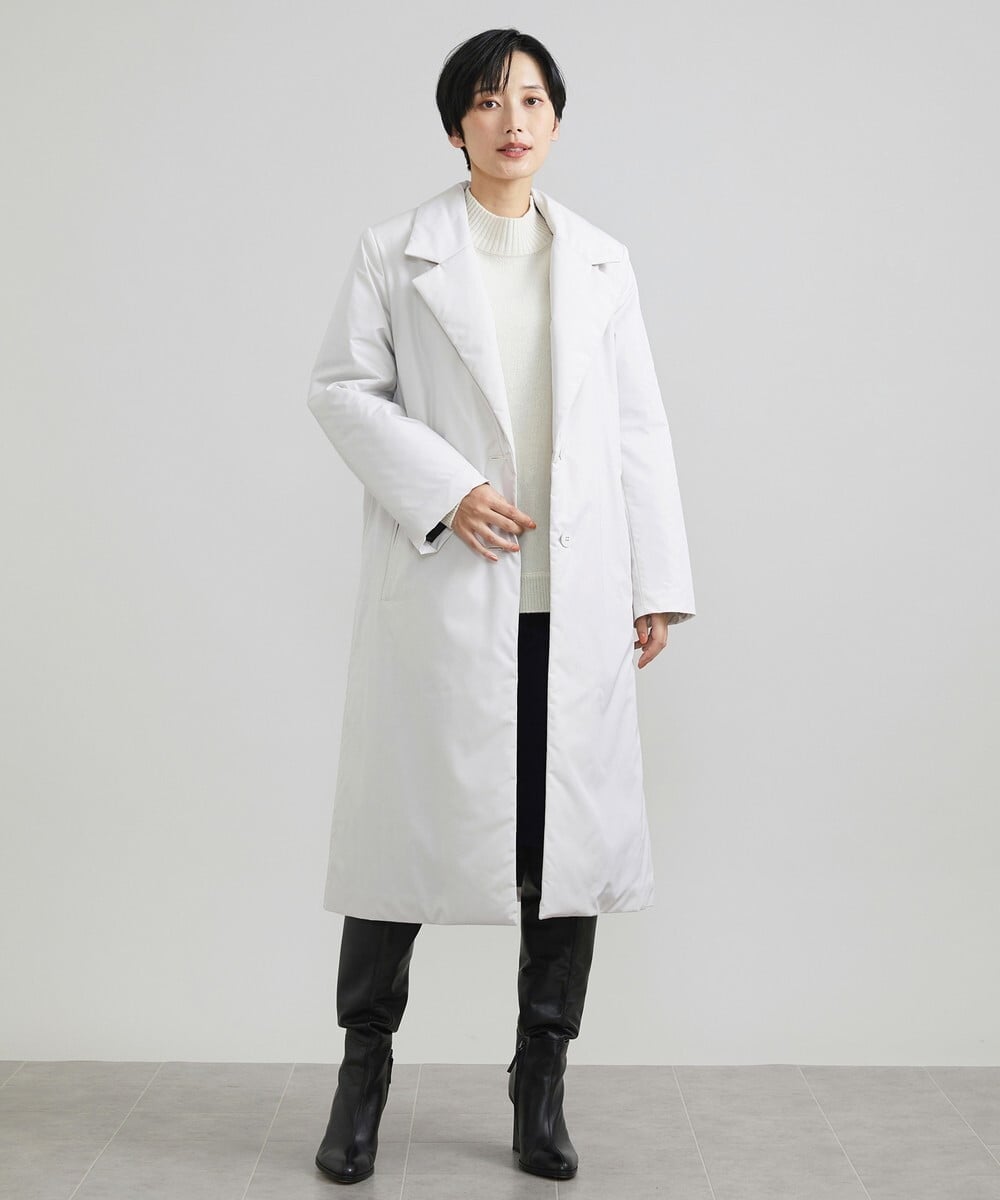 F6VAV46540 MICHEL KLEIN(小さいサイズ)(メゾン ドゥ サンク) [小さいサイズ]中綿裏地チェスターコート/撥水素材 ダークグレー(93)
