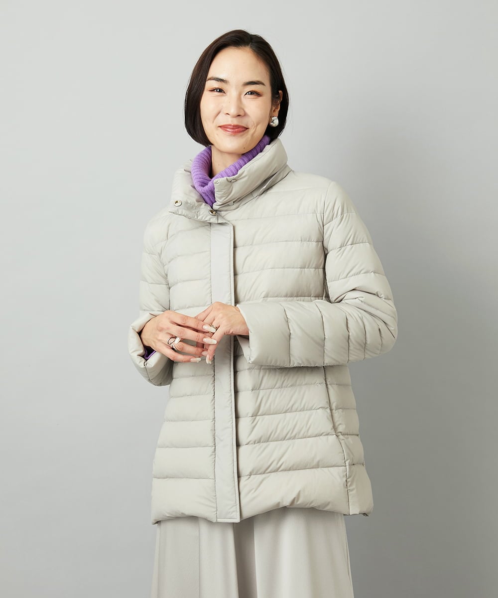 F6VBD40570 MICHEL KLEIN(小さいサイズ)(メゾン ドゥ サンク) [小さいサイズ][定番人気]2WAYストレッチダウンジャケット ライトグレー