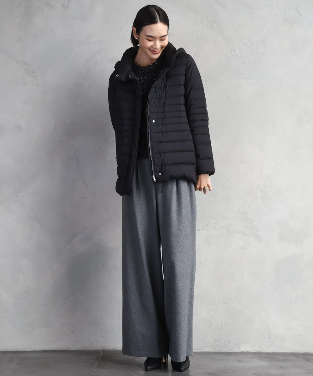 F6VBD40570 MICHEL KLEIN(小さいサイズ)(メゾン ドゥ サンク) [小さいサイズ][定番人気]2WAYストレッチダウンジャケット ライトグレー