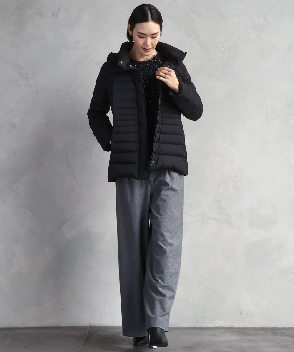 F6VBD40570 MICHEL KLEIN(小さいサイズ)(メゾン ドゥ サンク) [小さいサイズ][定番人気]2WAYストレッチダウンジャケット ライトグレー