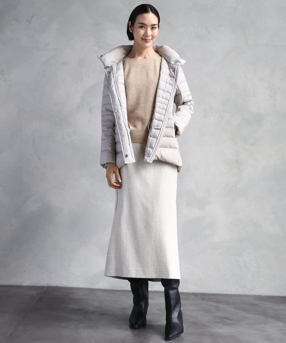 F6VBD40570 MICHEL KLEIN(小さいサイズ)(メゾン ドゥ サンク) [小さいサイズ][定番人気]2WAYストレッチダウンジャケット ライトグレー