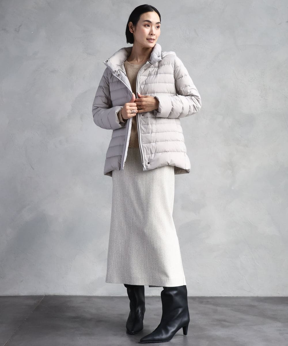 F6VBD40570 MICHEL KLEIN(小さいサイズ)(メゾン ドゥ サンク) [小さいサイズ][定番人気]2WAYストレッチダウンジャケット ライトグレー