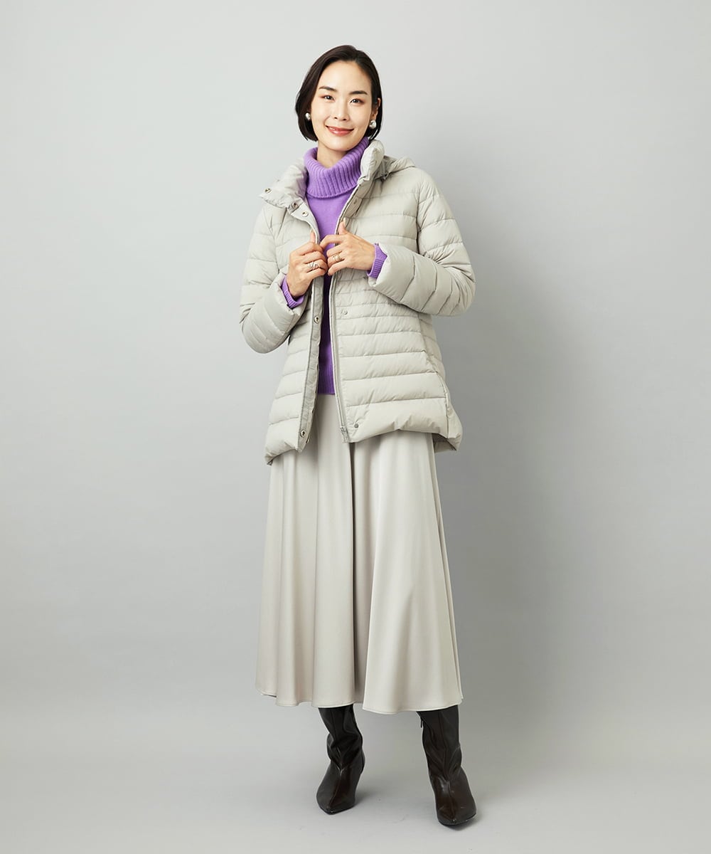 F6VBD40570 MICHEL KLEIN(小さいサイズ)(メゾン ドゥ サンク) [小さいサイズ][定番人気]2WAYストレッチダウンジャケット ライトグレー