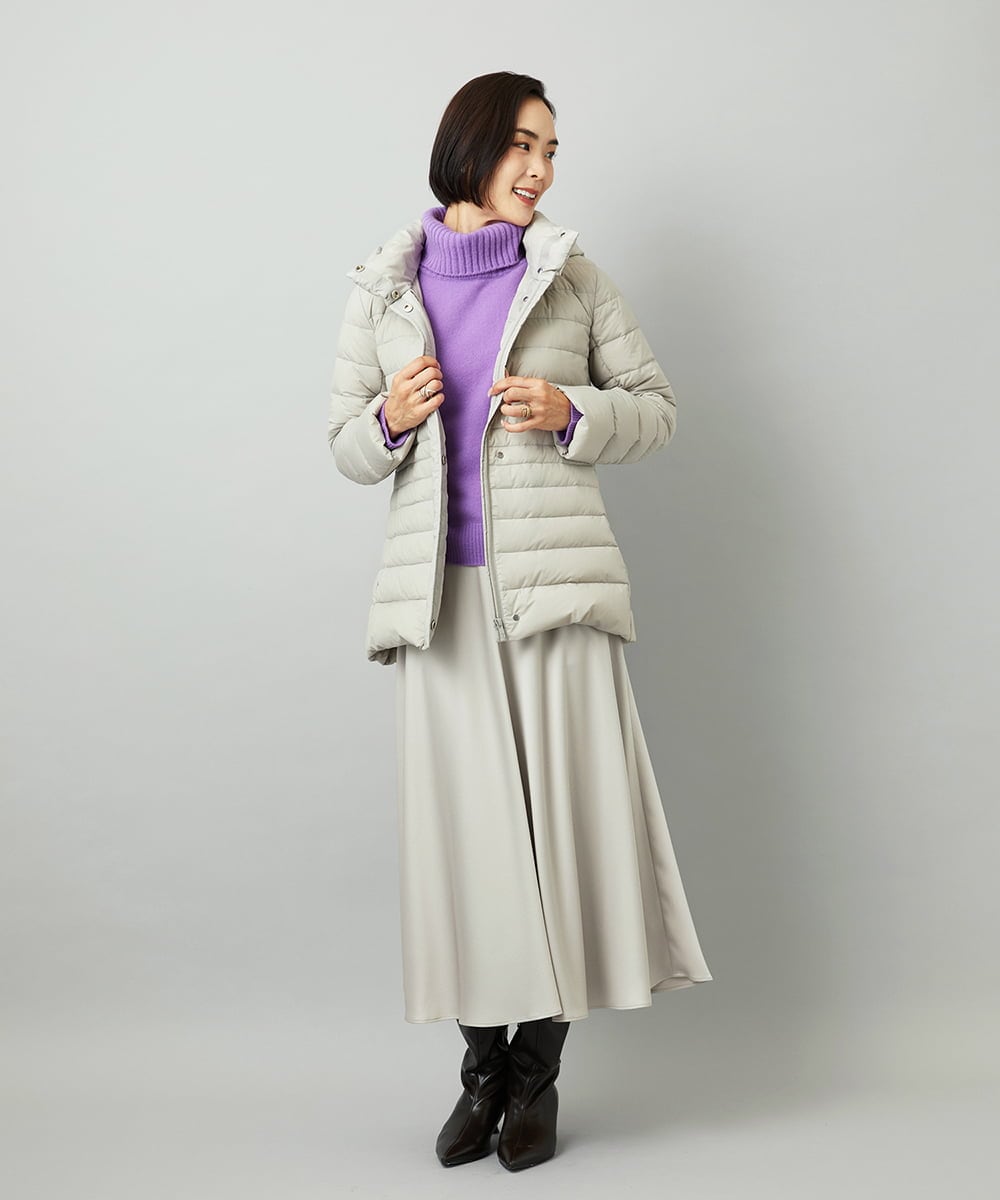 F6VBD40570 MICHEL KLEIN(小さいサイズ)(メゾン ドゥ サンク) [小さいサイズ][定番人気]2WAYストレッチダウンジャケット ライトグレー