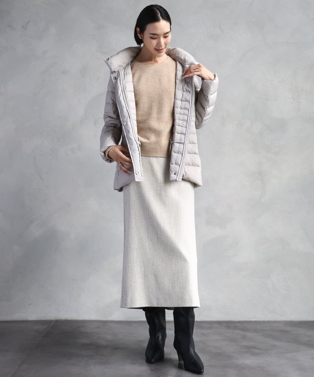 F6VBD40570 MICHEL KLEIN(小さいサイズ)(メゾン ドゥ サンク) [小さいサイズ][定番人気]2WAYストレッチダウンジャケット ライトグレー