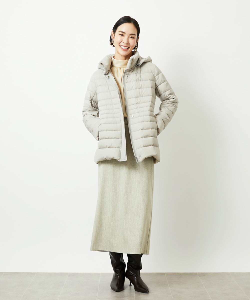 F6VBD40570 MICHEL KLEIN(小さいサイズ)(メゾン ドゥ サンク) [小さいサイズ][定番人気]2WAYストレッチダウンジャケット ライトグレー