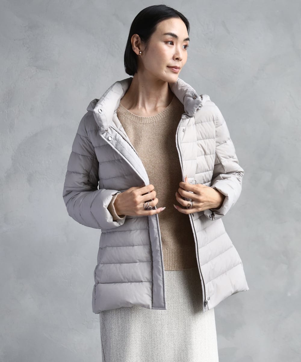 F6VBD40570 MICHEL KLEIN(小さいサイズ)(メゾン ドゥ サンク) [小さいサイズ][定番人気]2WAYストレッチダウンジャケット ライトグレー