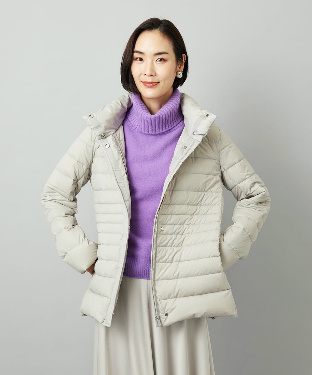 F6VBD40570 MICHEL KLEIN(小さいサイズ)(メゾン ドゥ サンク) [小さいサイズ][定番人気]2WAYストレッチダウンジャケット ライトグレー