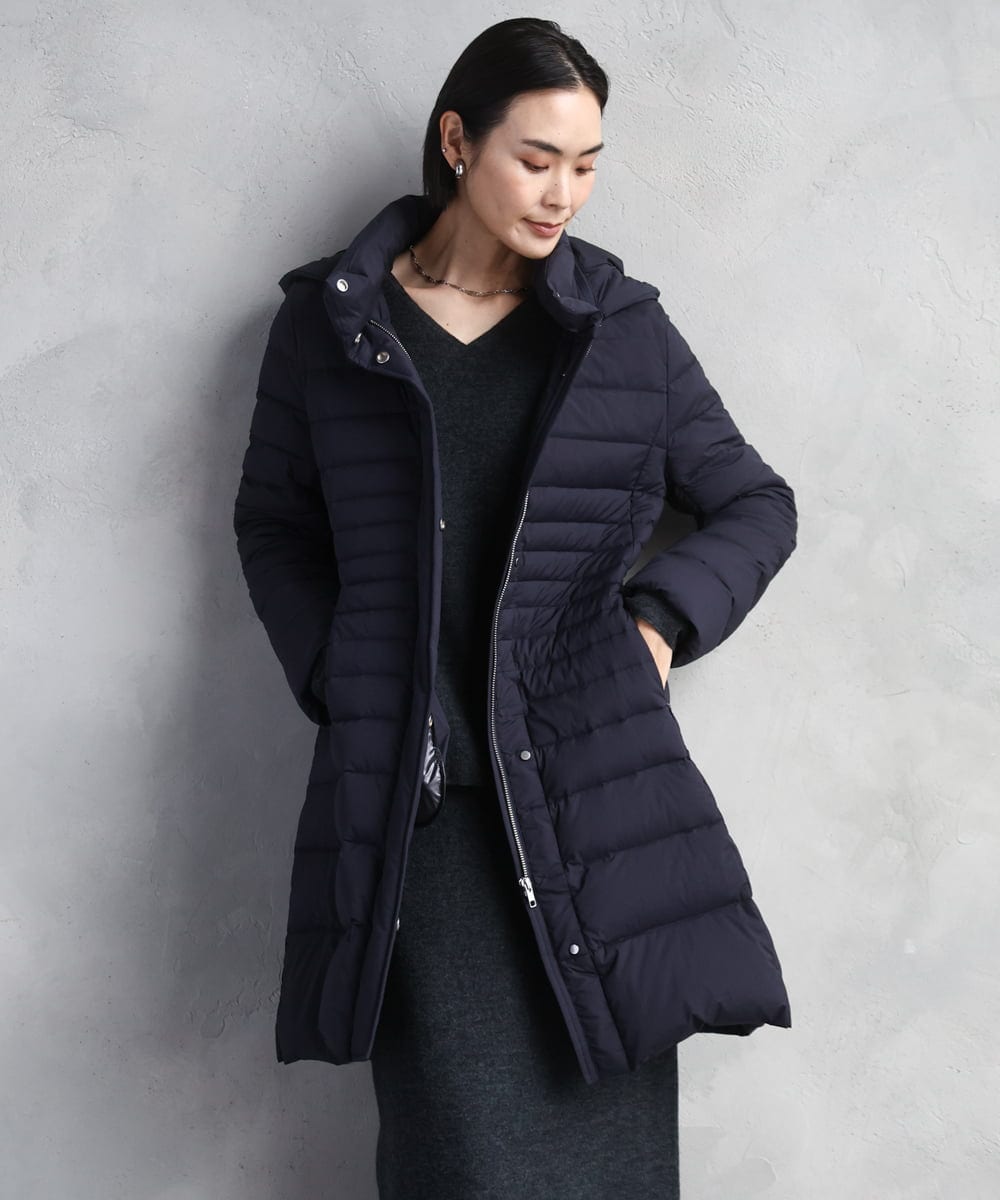 F6VBD41610 MICHEL KLEIN(小さいサイズ)(メゾン ドゥ サンク) [小さいサイズ][定番人気]2WAYストレッチダウンミドルコート ネイビー