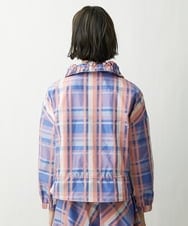 F6VDS10530 MICHEL KLEIN(小さいサイズ)(メゾン ドゥ サンク) [小さいサイズ]チェックジャカードショートブルゾン（セットアップ対応/オリジナル素材） ブルー系(55)