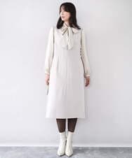 FIBAD14070 OFUON le MK(オフオン　ル　エムケー) リボン付きバンドカラーブラウス/洗える/WEB限定サイズあり モカ