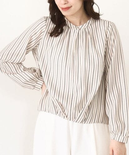 FIBAD19070 OFUON le MK フロントタックデザインブラウス/洗える/WEB限定